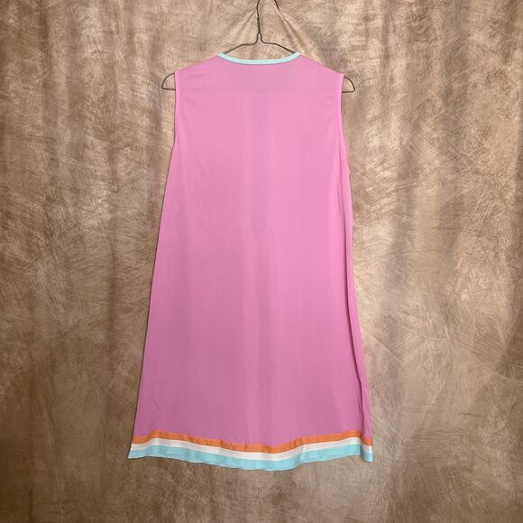 Vintage 60s Union Made Pink Mini Mod Shift Dress Sleeveless Retro Disco GoGo - Picture 5 of 8